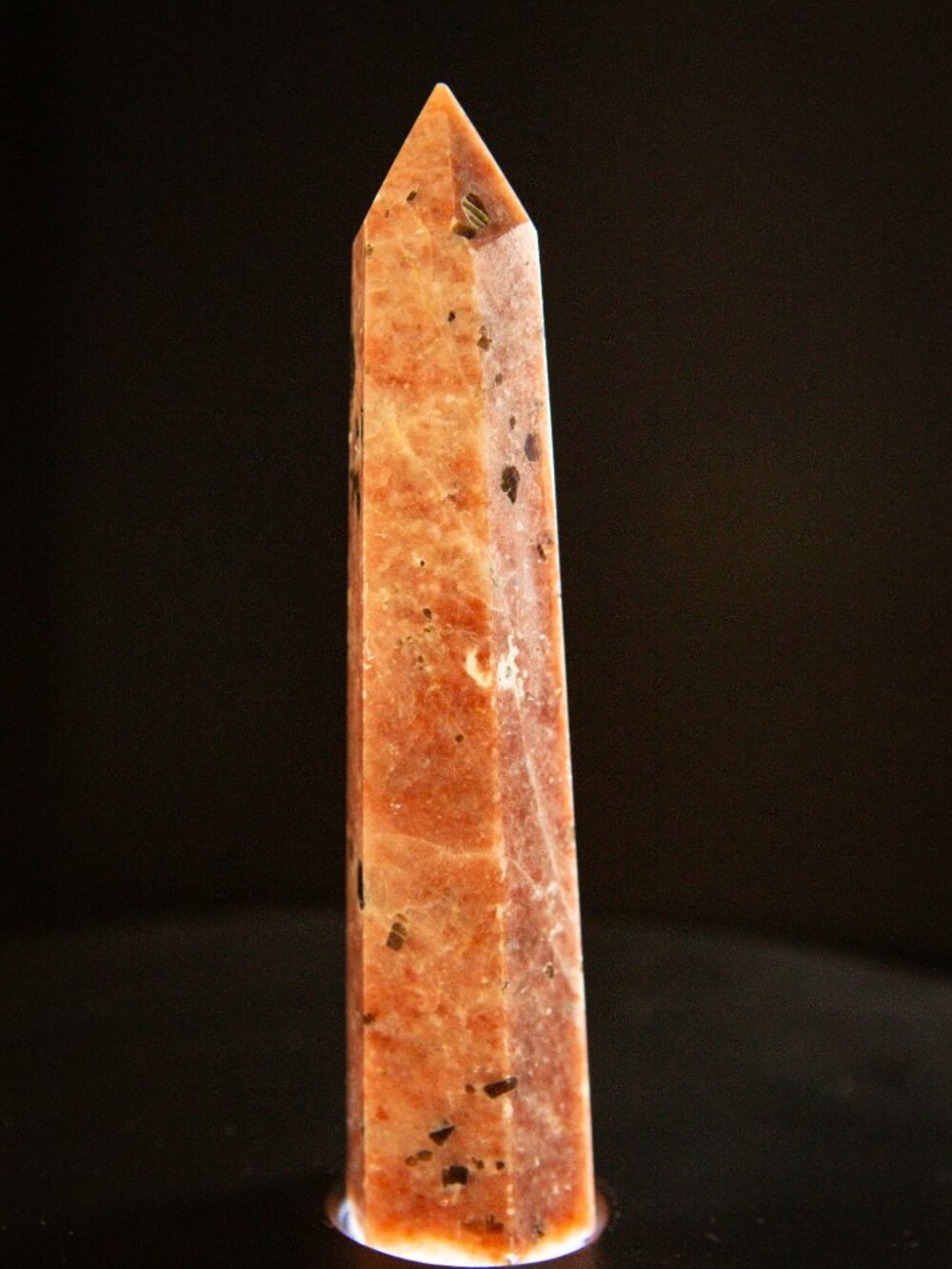 5" Natural Sunstone Tower | Polished Crystal Point | Orange Feldspar Generator